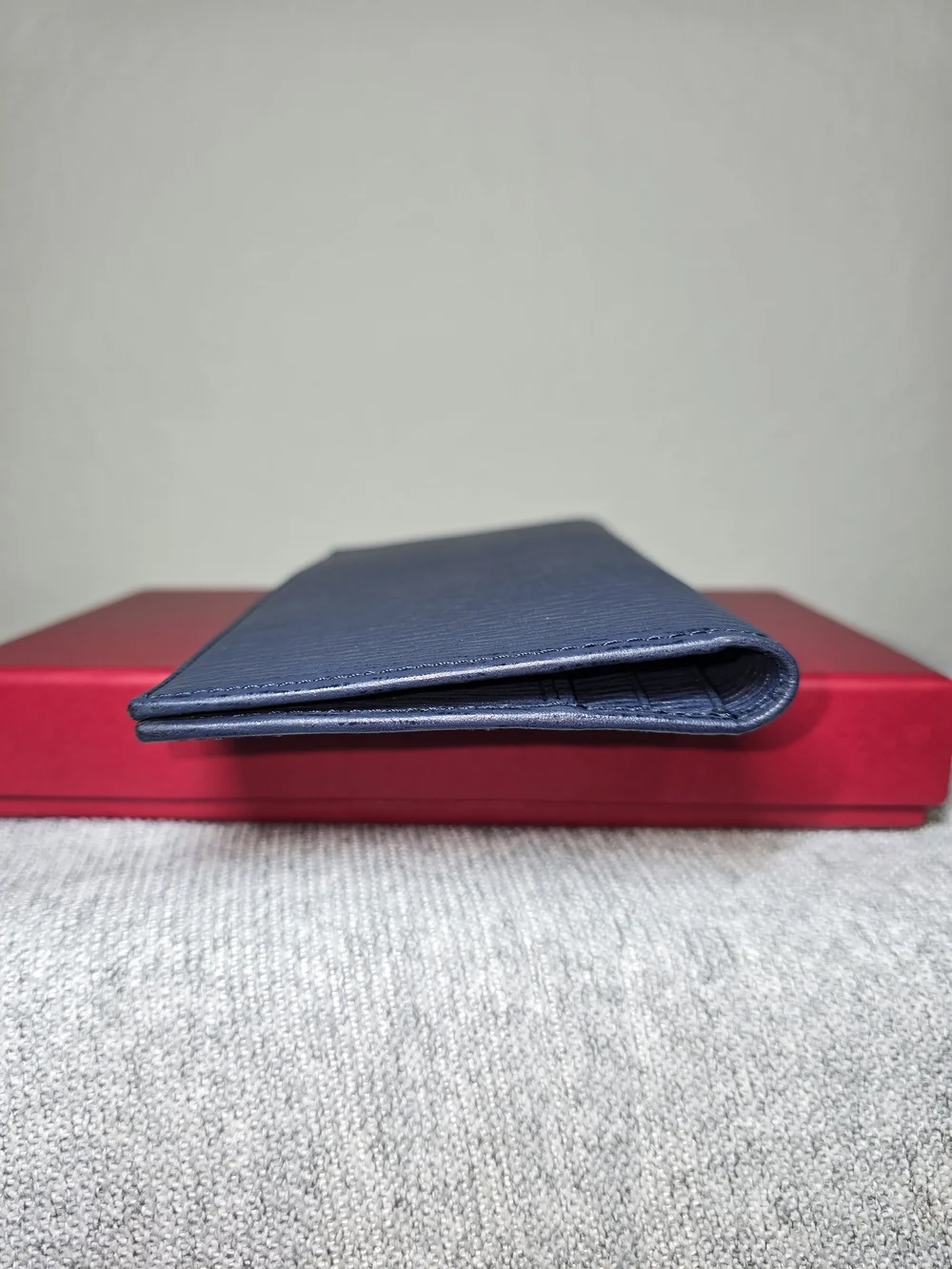 Salvatore Ferragamo Navy Textured Leather Long Card Holder with Silver Logo